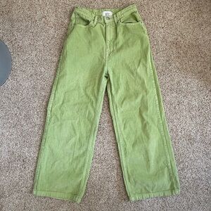 BDG Wide Leg Green Corduroy Trousers Size 28